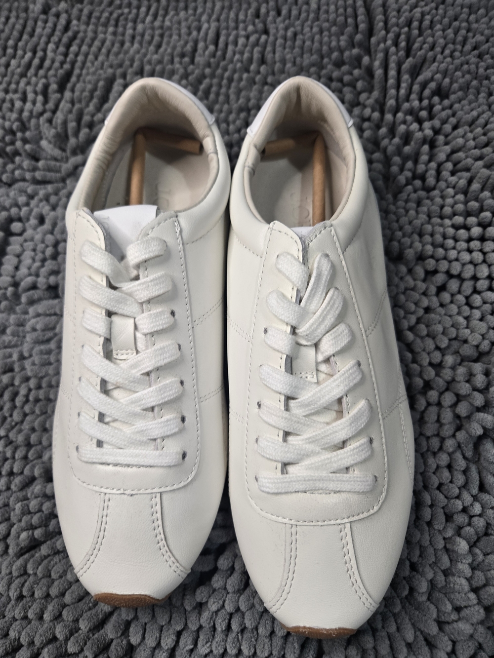JCREW White Leather Lace-Up Sneakers